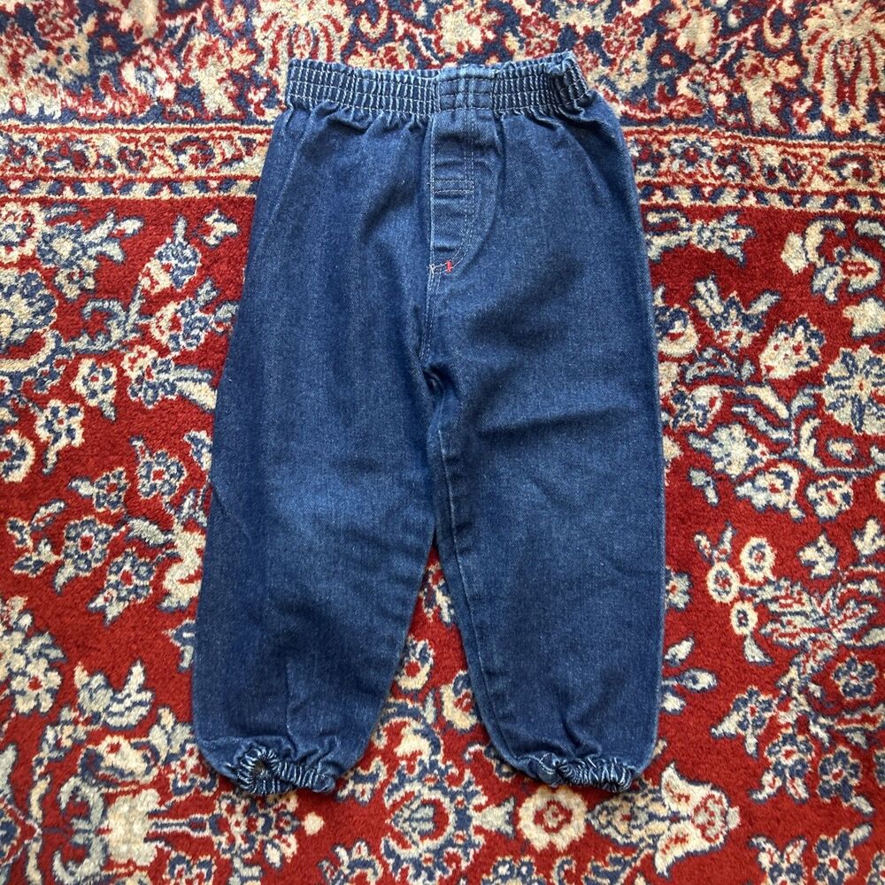 Vintage Basic Editions Toddler Denim Jeans Dark Wash Size 2T Elastic Waist